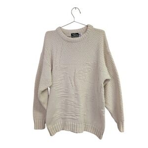Vintage North Bay Outfitters Fisherman Sweater Made in USA Heavy Knit Ivory‎ M